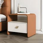 Morandi Narrow Open Back Leather Wood Nightstand