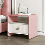 Morandi Narrow Open Back Leather Wood Nightstand