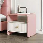 Morandi Narrow Open Back Leather Wood Nightstand