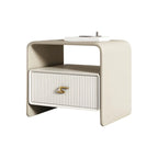 Morandi Narrow Open Back Leather Wood Nightstand