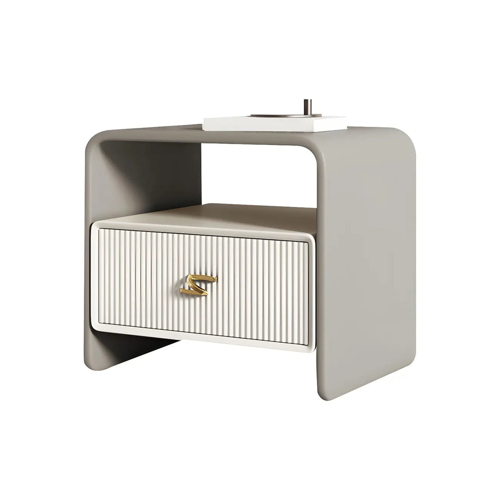 Morandi Narrow Open Back Leather Wood Nightstand