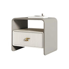 Morandi Narrow Open Back Leather Wood Nightstand