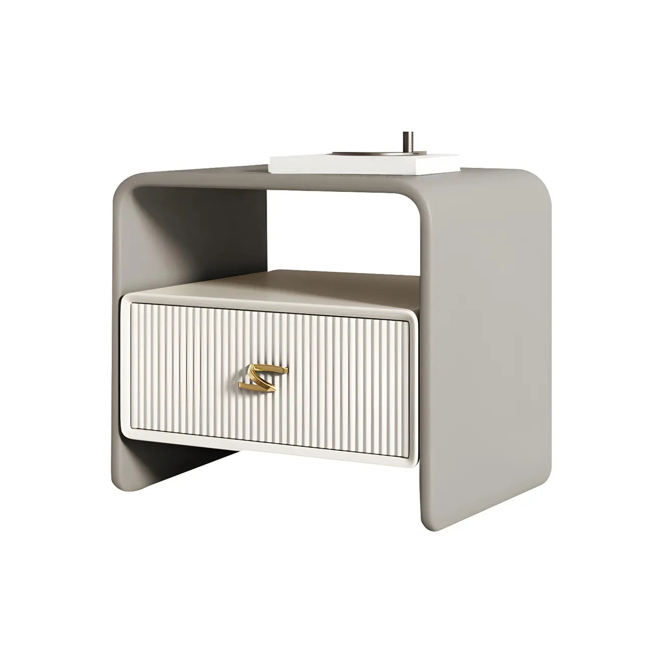 Morandi Narrow Open Back Leather Wood Nightstand