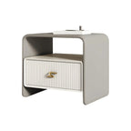 Morandi Narrow Open Back Leather Wood Nightstand