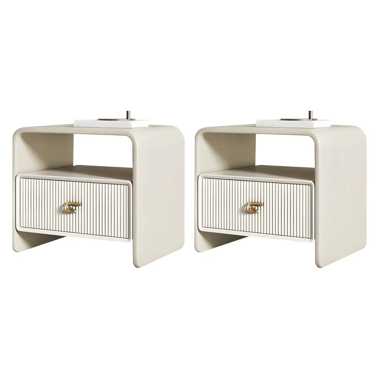 Morandi Narrow Open Back Leather Wood Nightstand