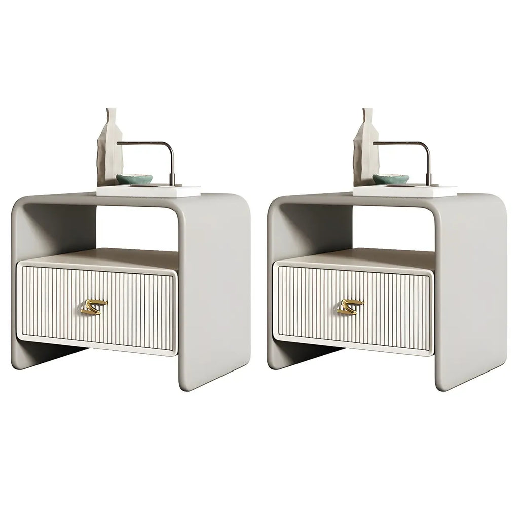 Morandi Narrow Open Back Leather Wood Nightstand