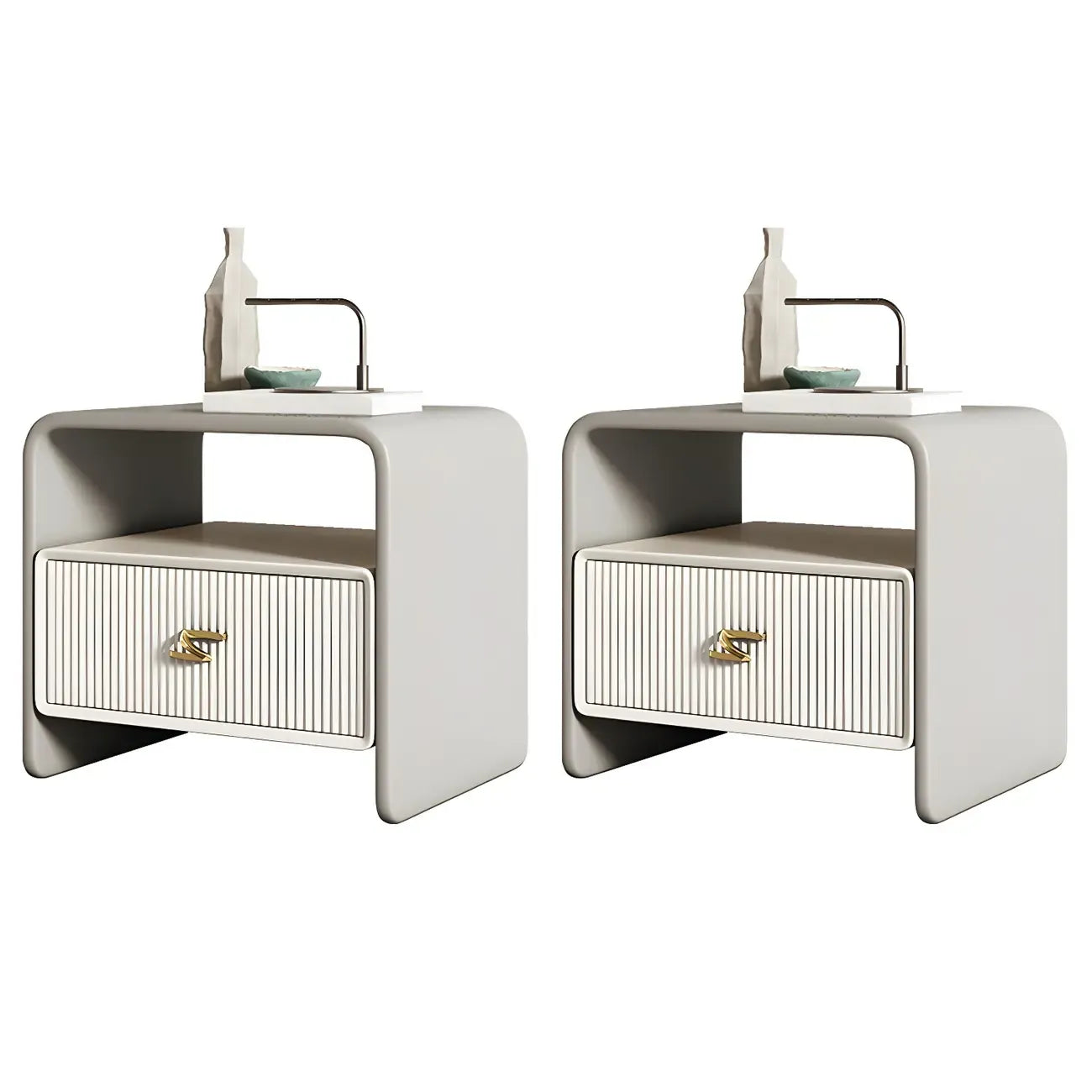 Morandi Narrow Open Back Leather Wood Nightstand