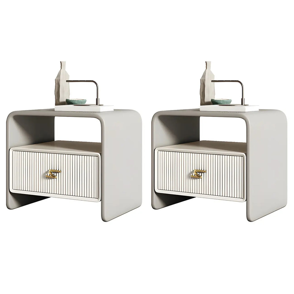 Morandi Narrow Open Back Leather Wood Nightstand