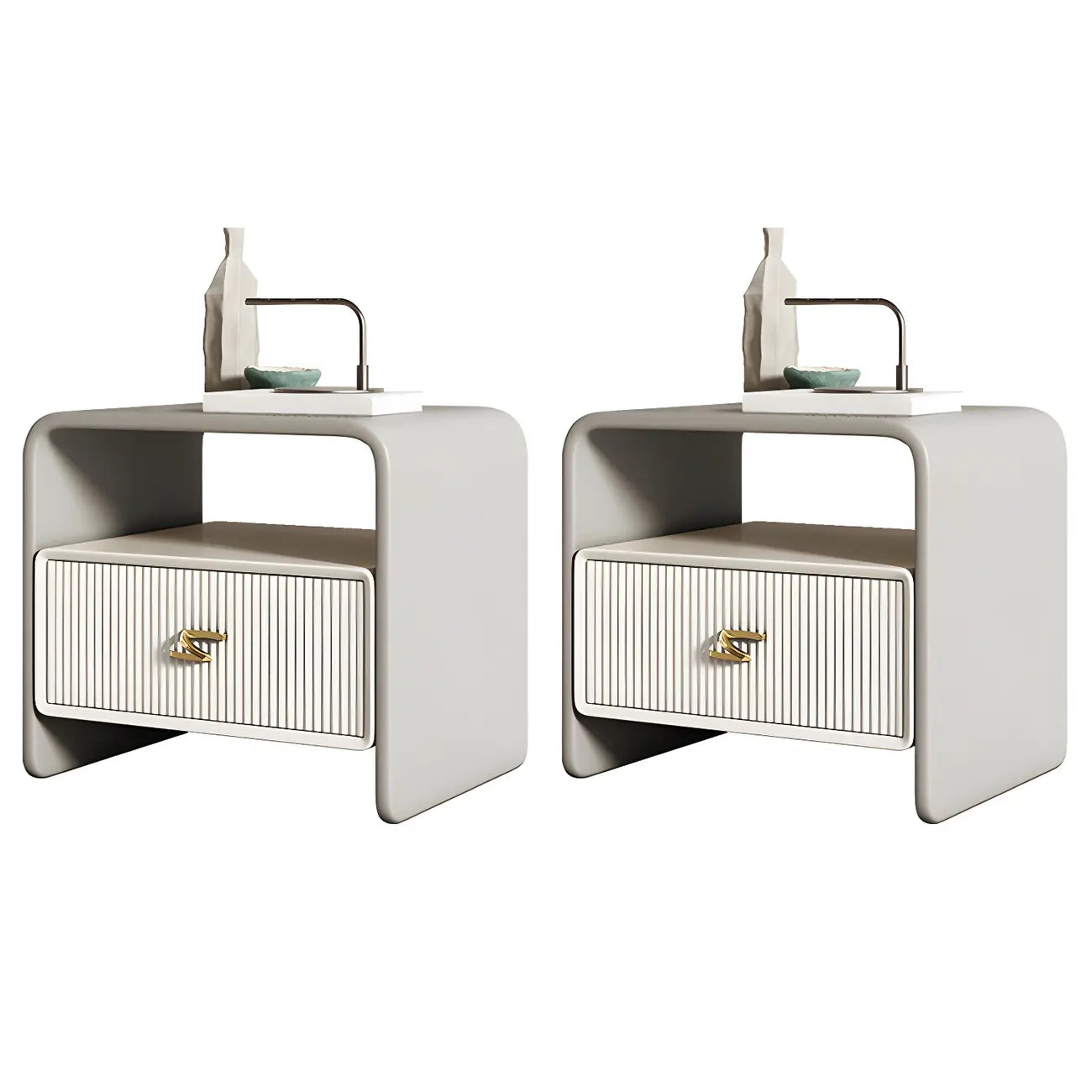 Morandi Narrow Open Back Leather Wood Nightstand