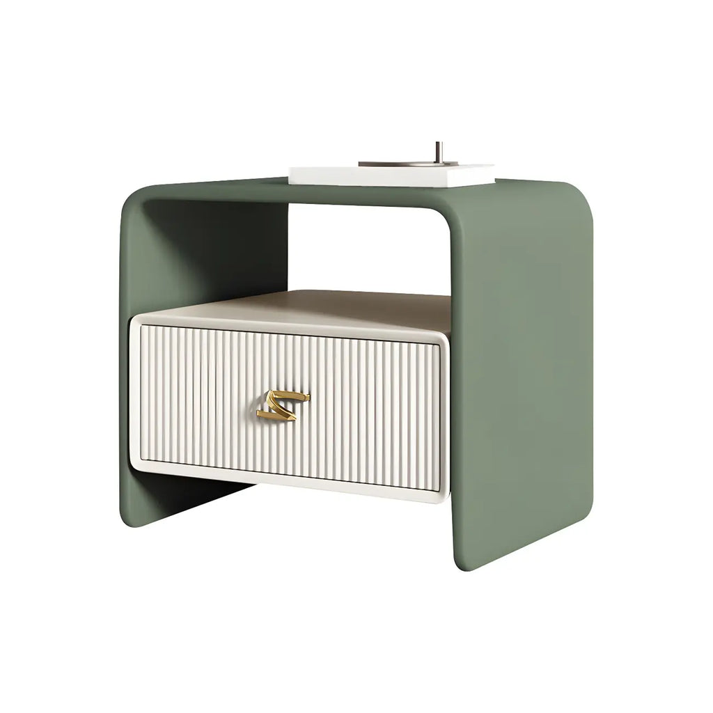 Morandi Narrow Open Back Leather Wood Nightstand