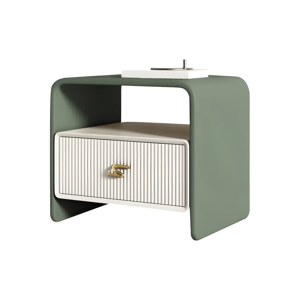 Morandi Narrow Open Back Leather Wood Nightstand