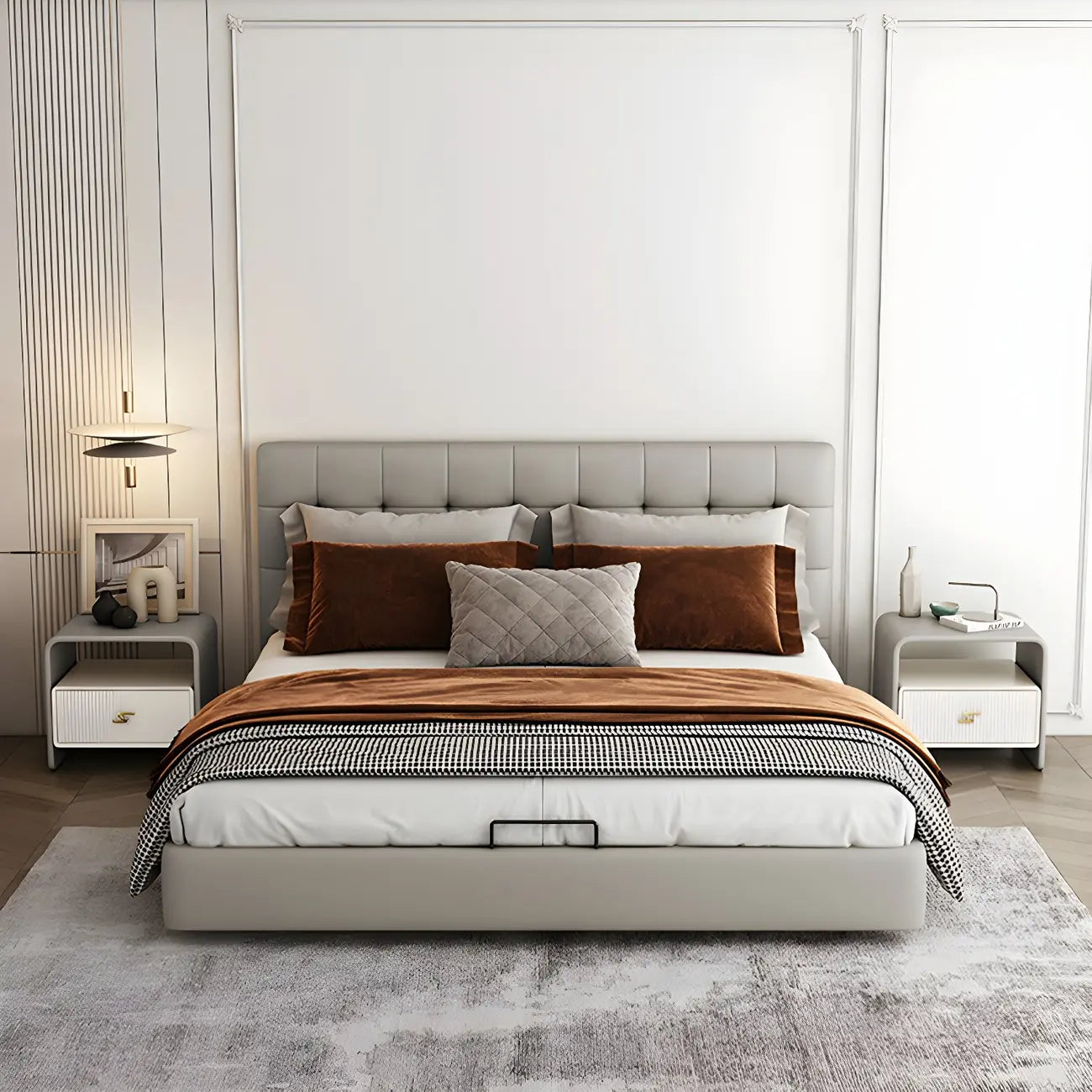 Morandi Narrow Open Back Leather Wood Nightstand