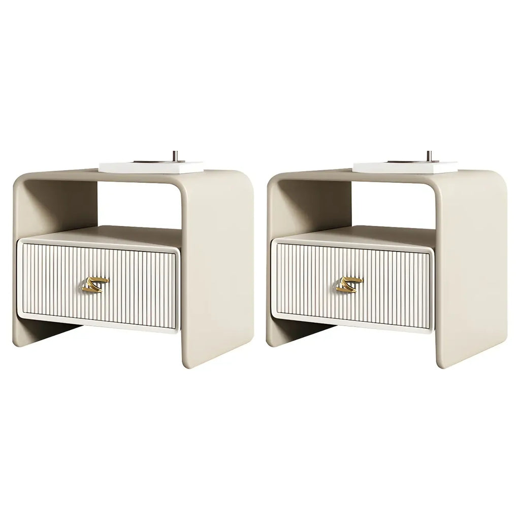 Morandi Narrow Open Back Leather Wood Nightstand