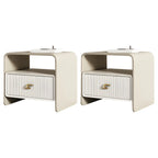 Morandi Narrow Open Back Leather Wood Nightstand