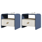 Morandi Narrow Open Back Leather Wood Nightstand