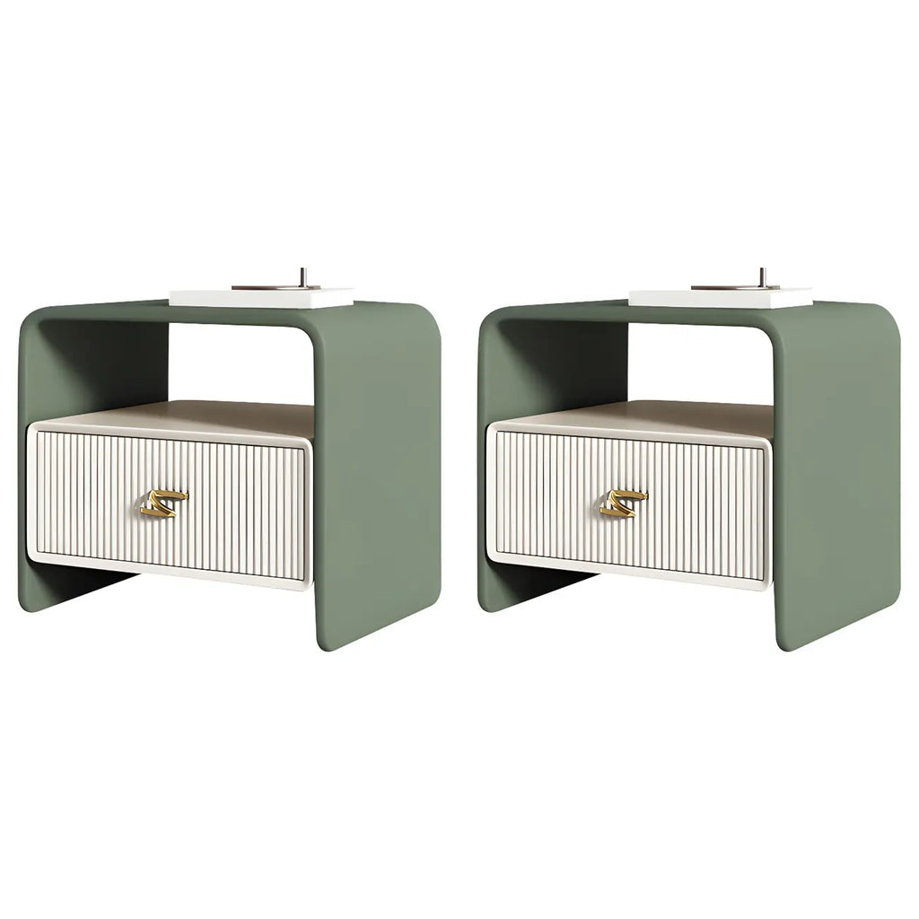 Morandi Narrow Open Back Leather Wood Nightstand