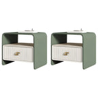 Morandi Narrow Open Back Leather Wood Nightstand