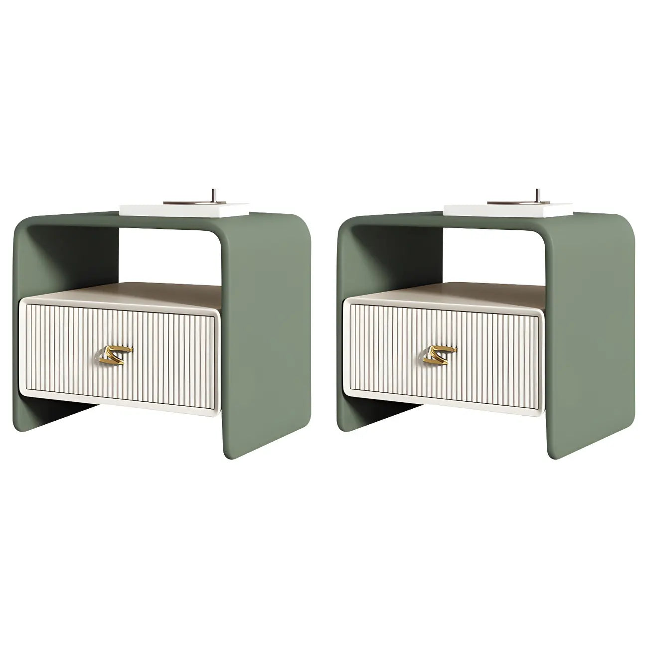 Morandi Narrow Open Back Leather Wood Nightstand