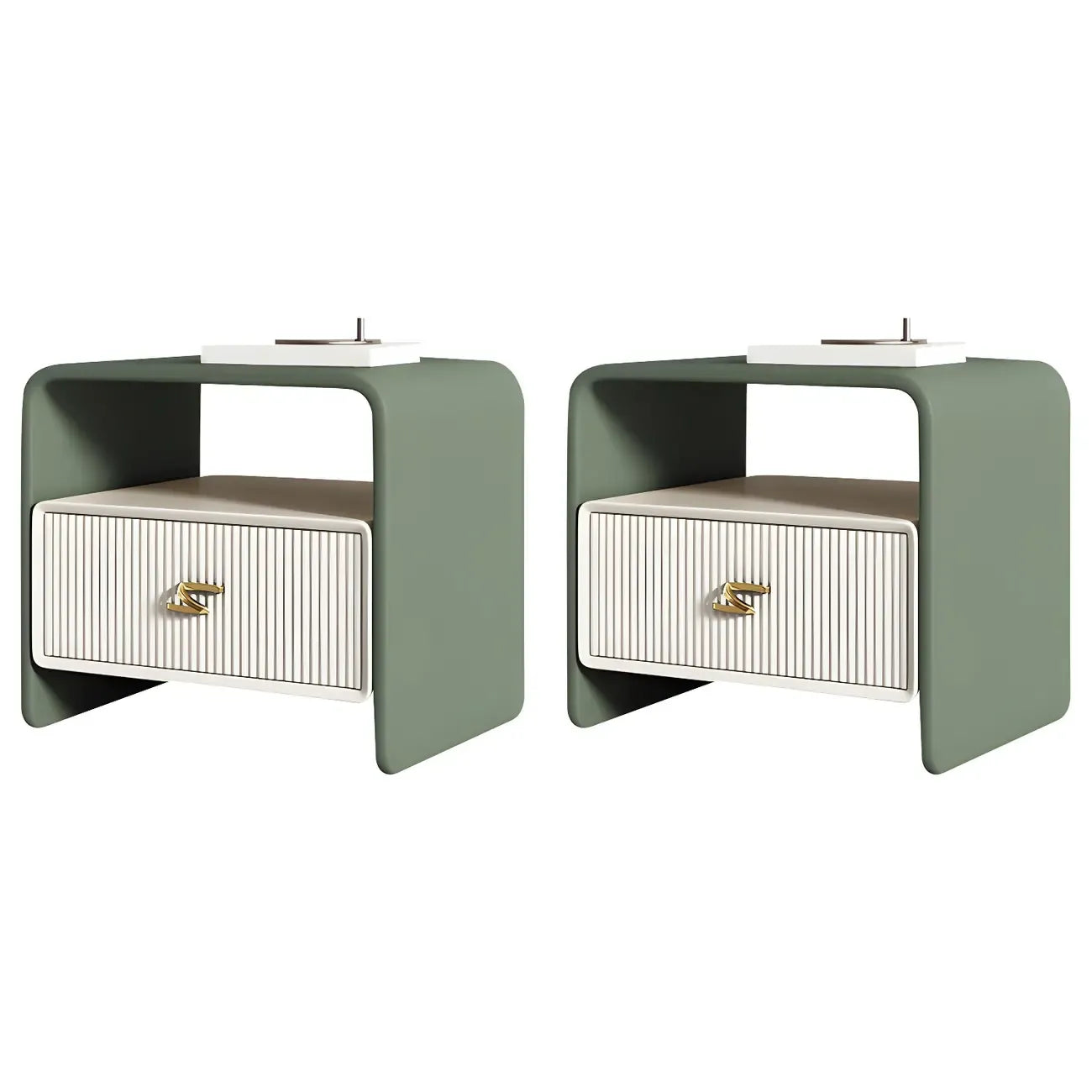 Morandi Narrow Open Back Leather Wood Nightstand