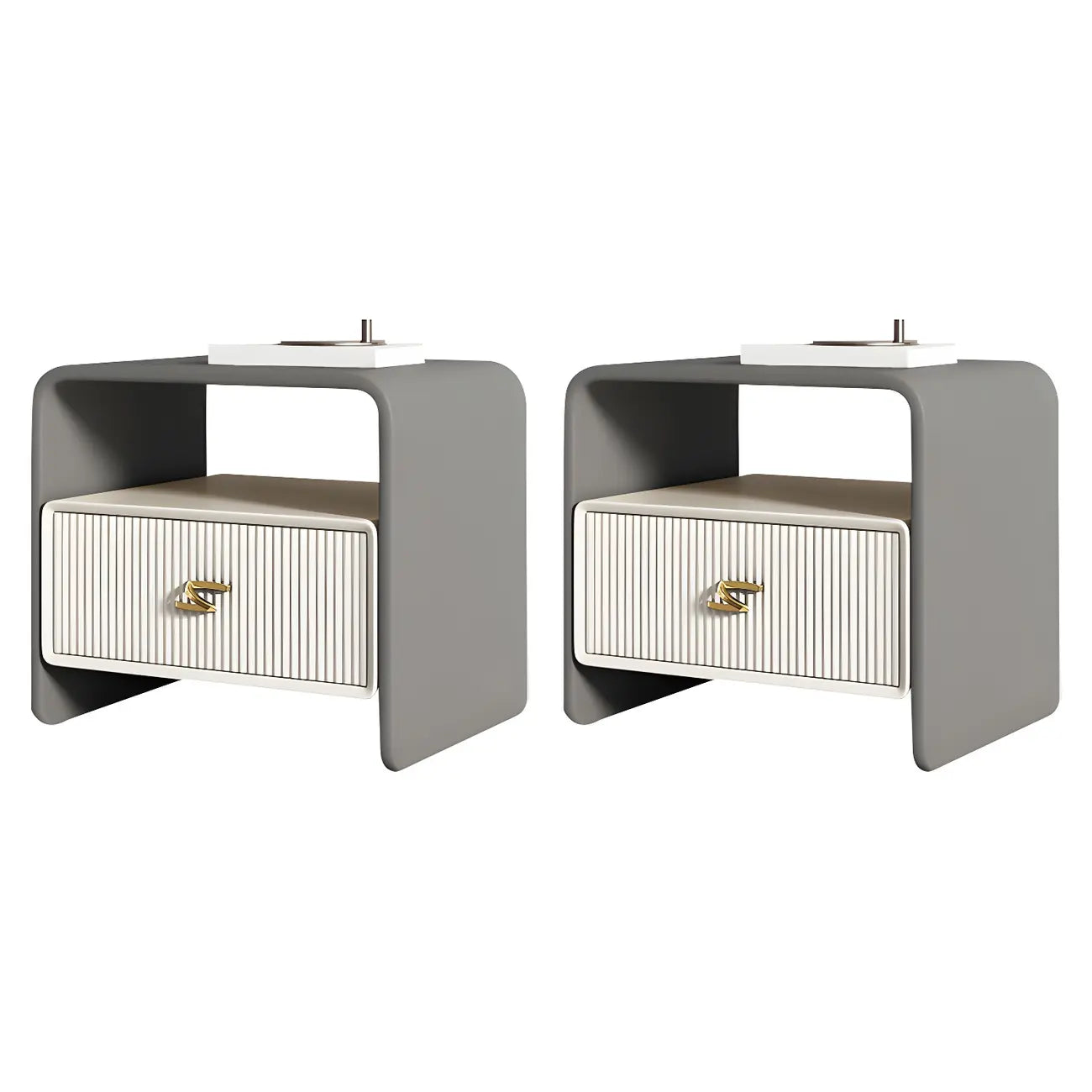 Morandi Narrow Open Back Leather Wood Nightstand