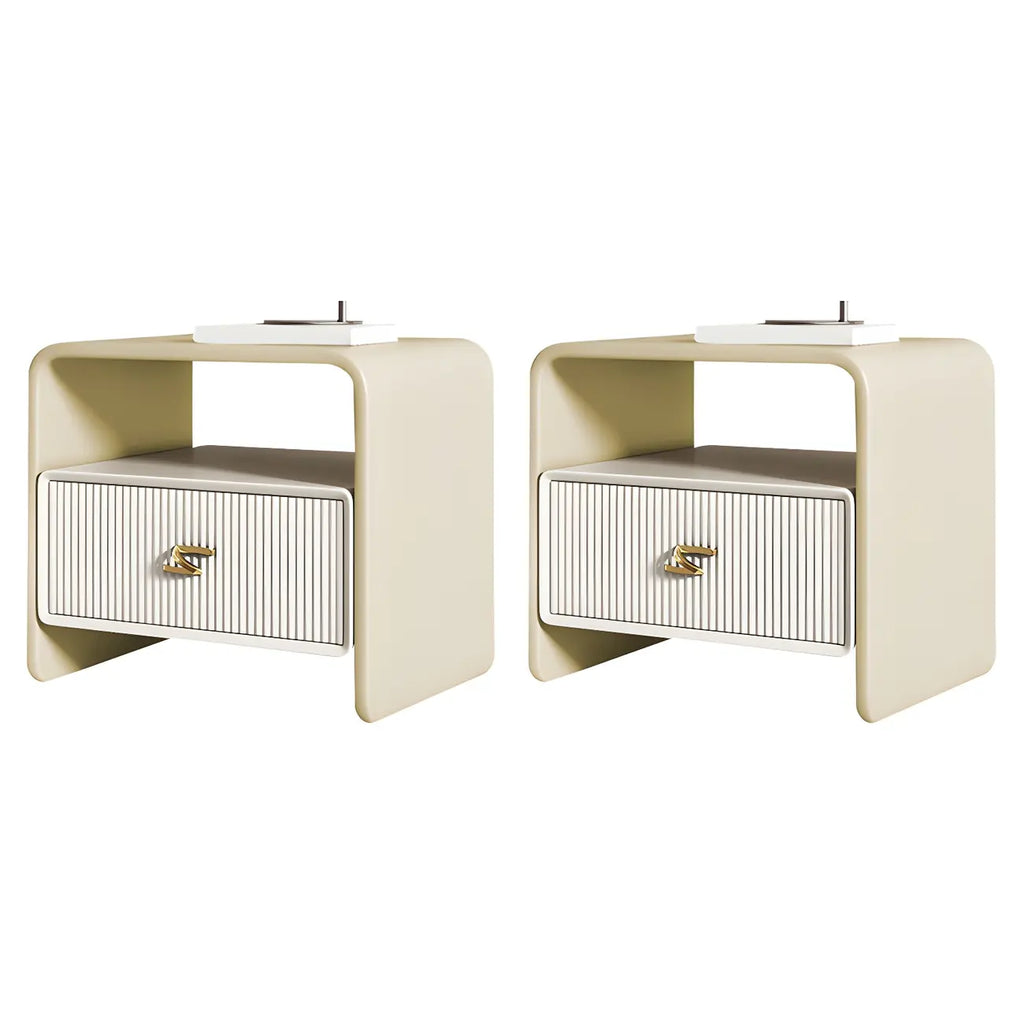 Morandi Narrow Open Back Leather Wood Nightstand