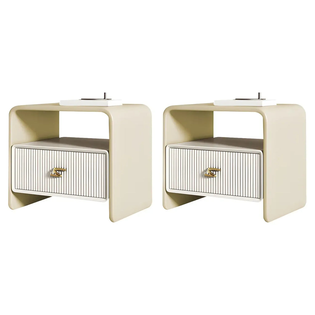 Morandi Narrow Open Back Leather Wood Nightstand