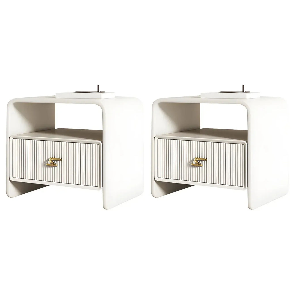 Morandi Narrow Open Back Leather Wood Nightstand