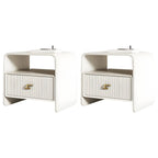 Morandi Narrow Open Back Leather Wood Nightstand