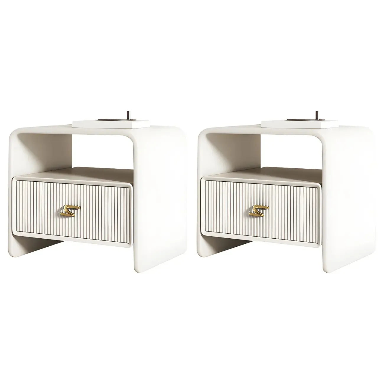 Morandi Narrow Open Back Leather Wood Nightstand