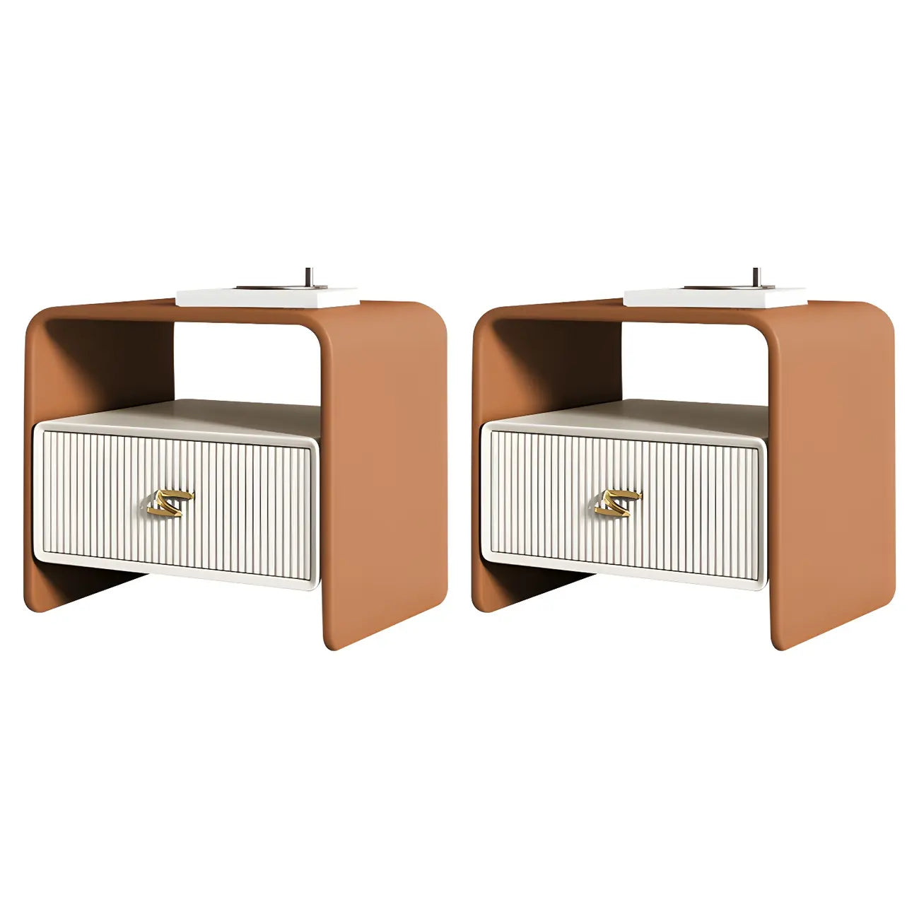 Morandi Narrow Open Back Leather Wood Nightstand