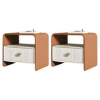 Morandi Narrow Open Back Leather Wood Nightstand