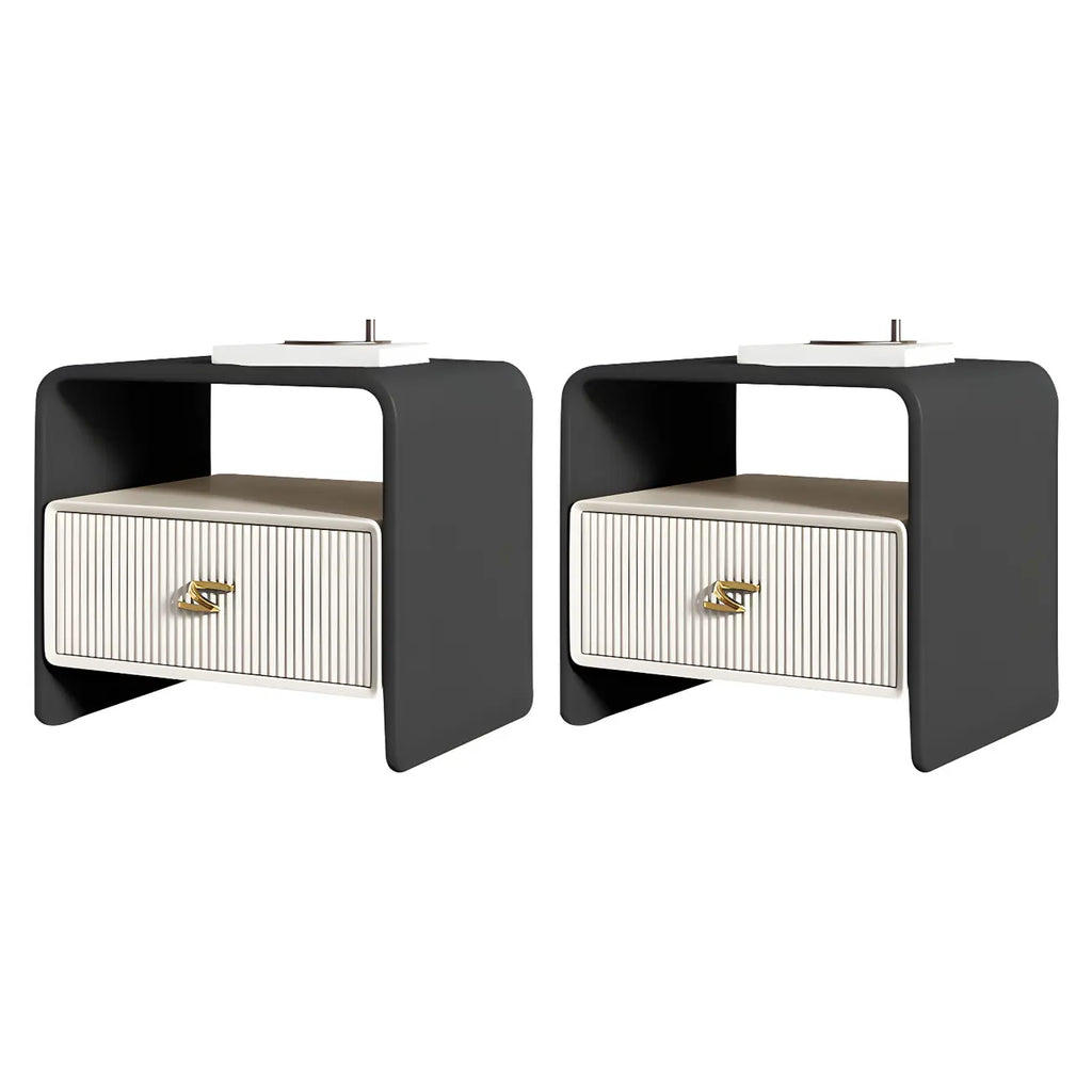 Morandi Narrow Open Back Leather Wood Nightstand