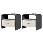 Morandi Narrow Open Back Leather Wood Nightstand