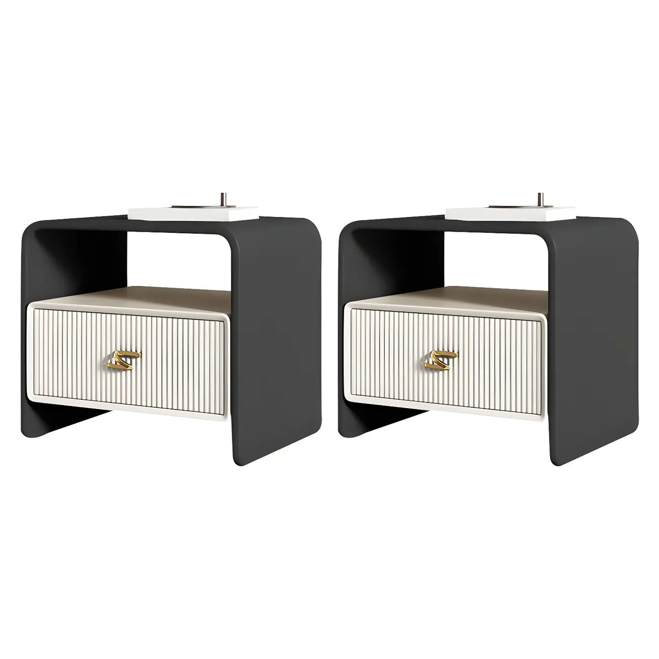 Morandi Narrow Open Back Leather Wood Nightstand