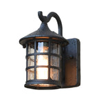 Rustic Black Metal Glass Lantern Outdoor Wall Light