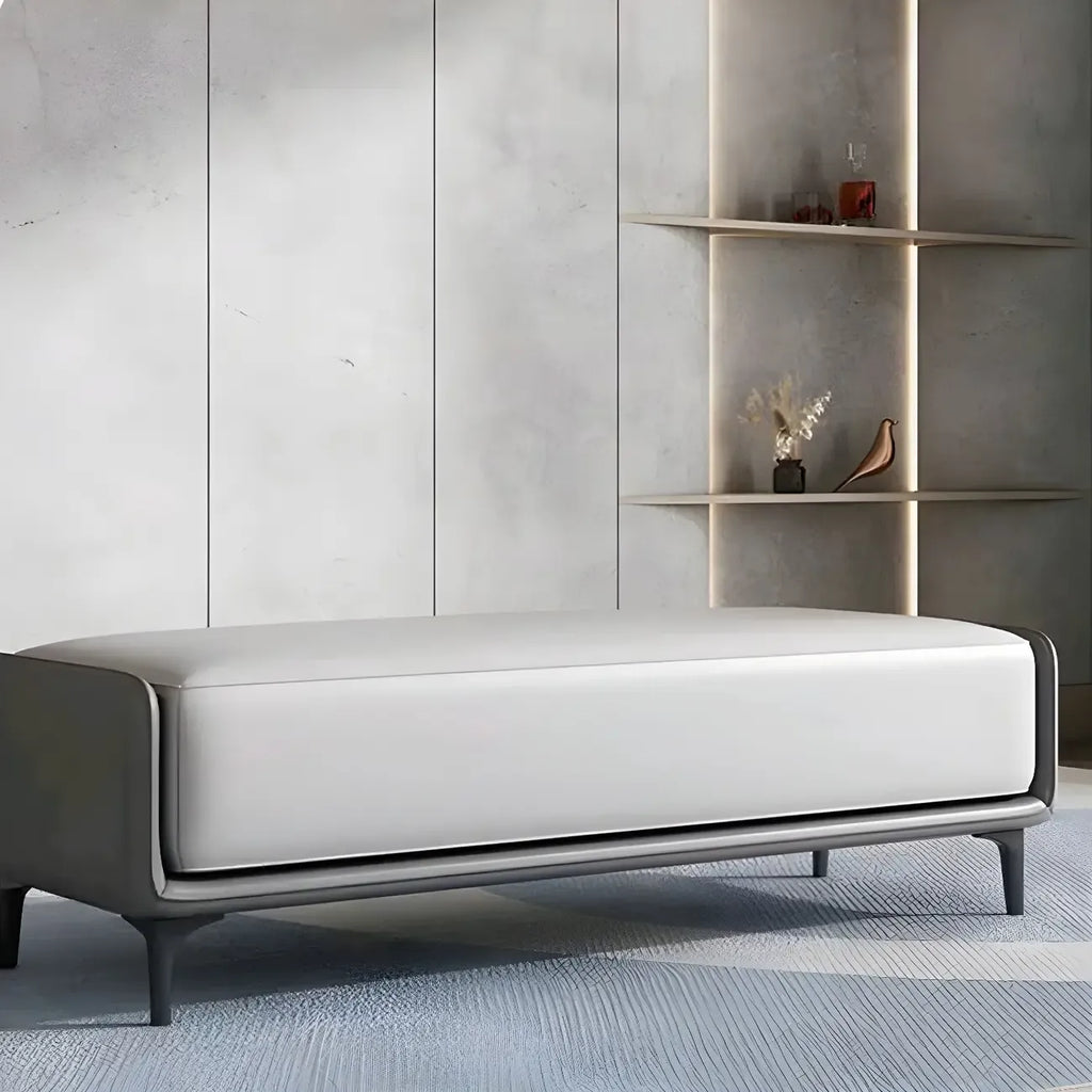 15 Wide Upholstered Rectangle Leather Bedroom Bench with Storage