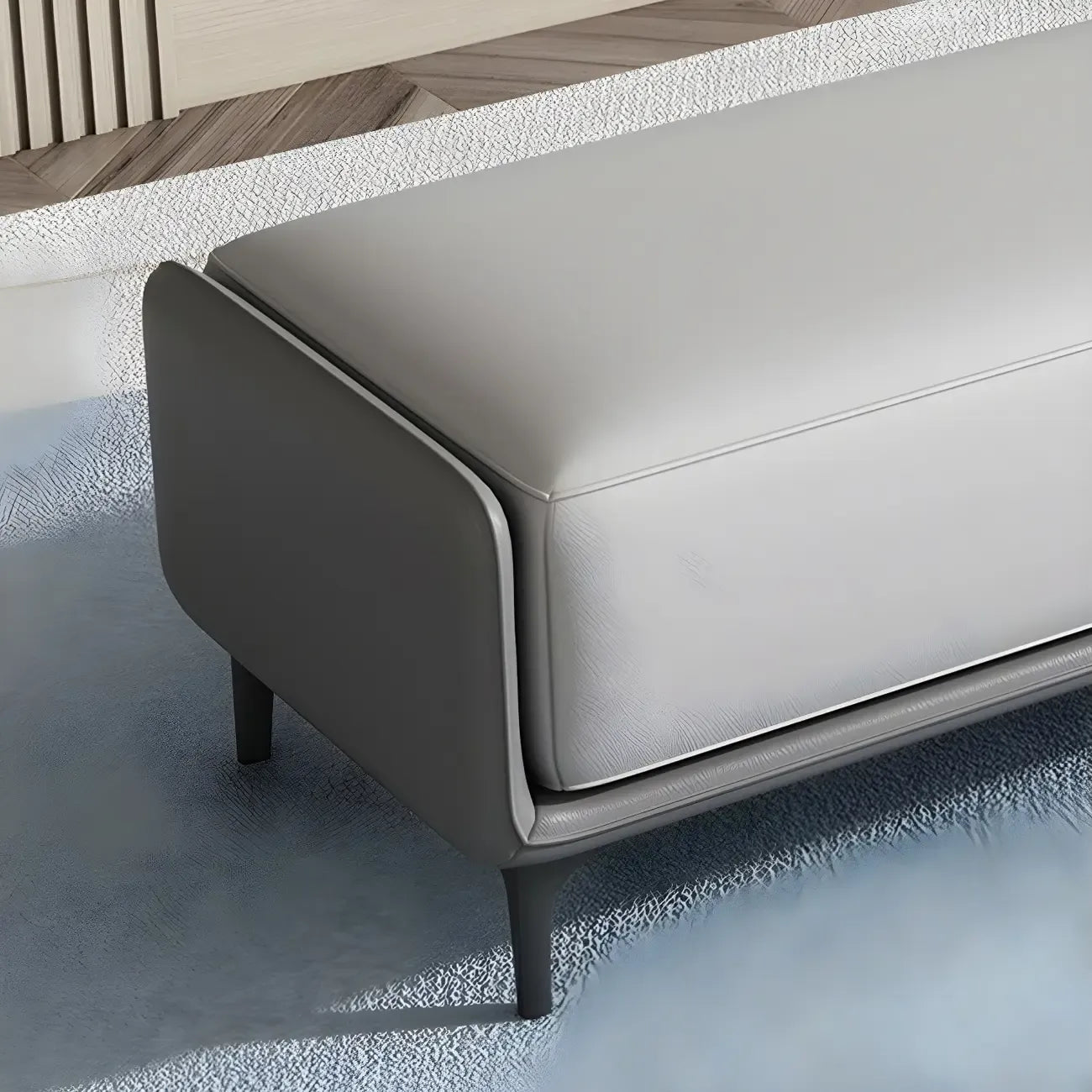 15 Wide Upholstered Rectangle Leather Bedroom Bench with Storage
