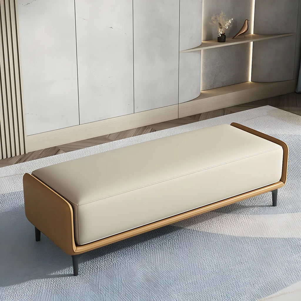 15 Wide Upholstered Rectangle Leather Bedroom Bench with Storage