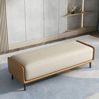 15 Wide Upholstered Rectangle Leather Bedroom Bench with Storage
