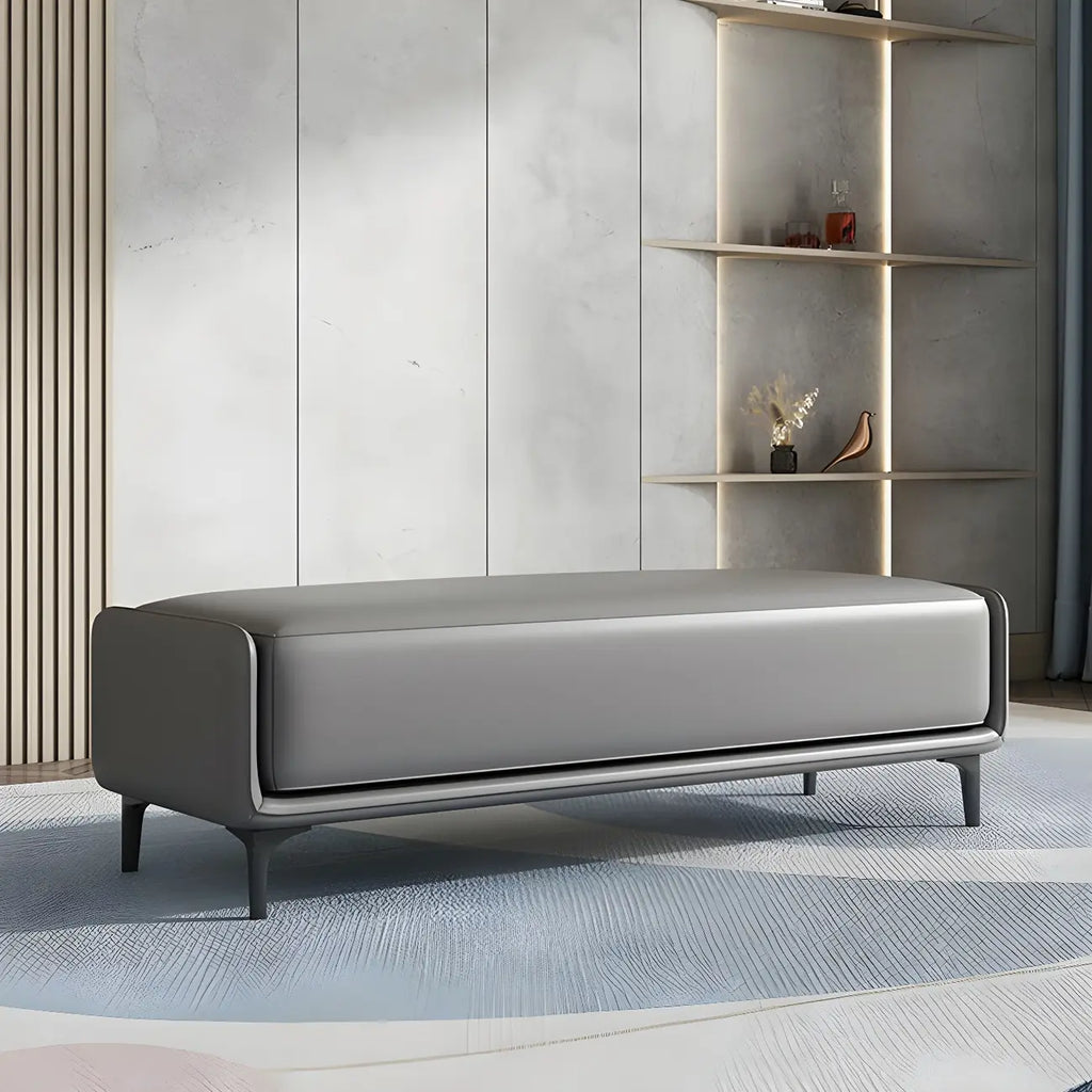 15 Wide Upholstered Rectangle Leather Bedroom Bench with Storage