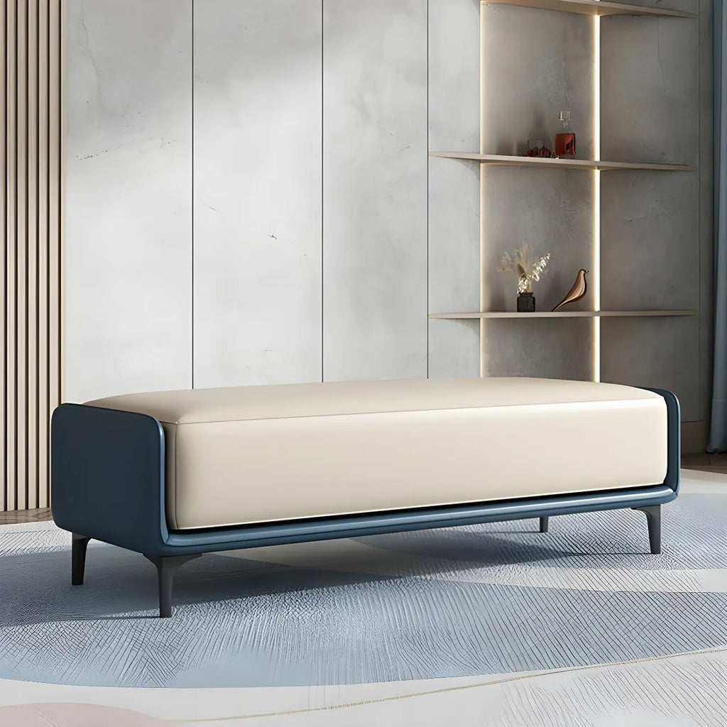 15 Wide Upholstered Rectangle Leather Bedroom Bench with Storage