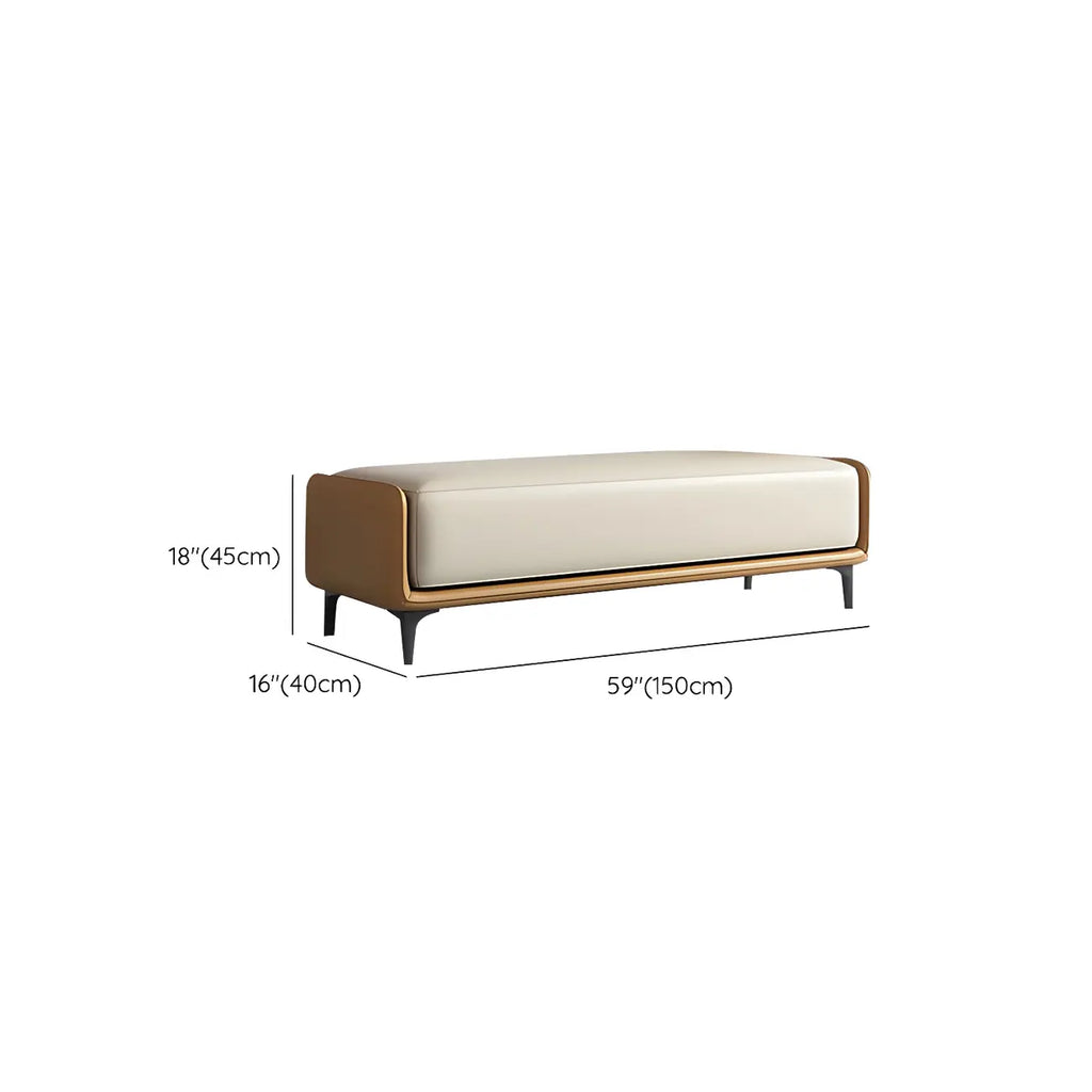 15 Wide Upholstered Rectangle Leather Bedroom Bench with Storage