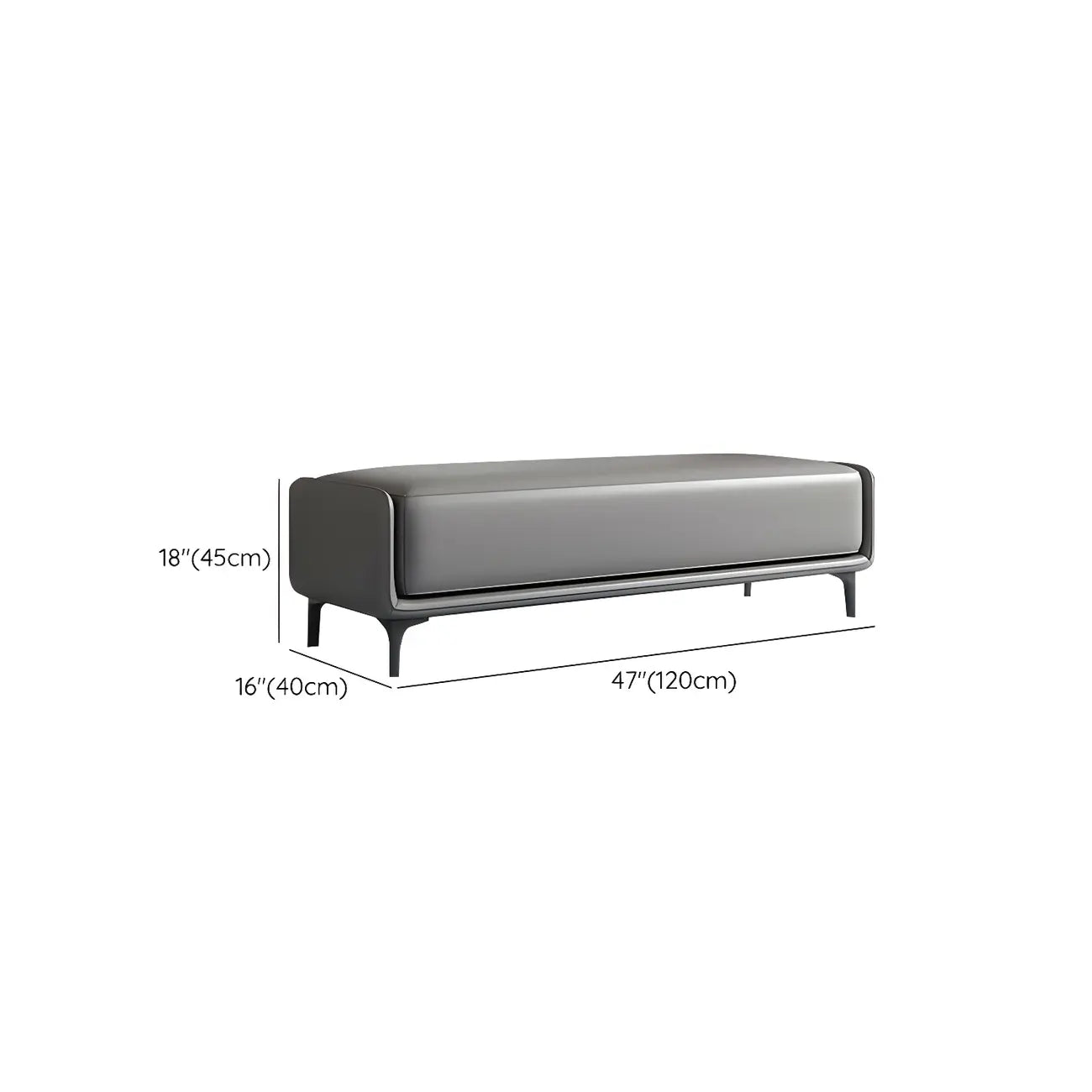 15 Wide Upholstered Rectangle Leather Bedroom Bench with Storage