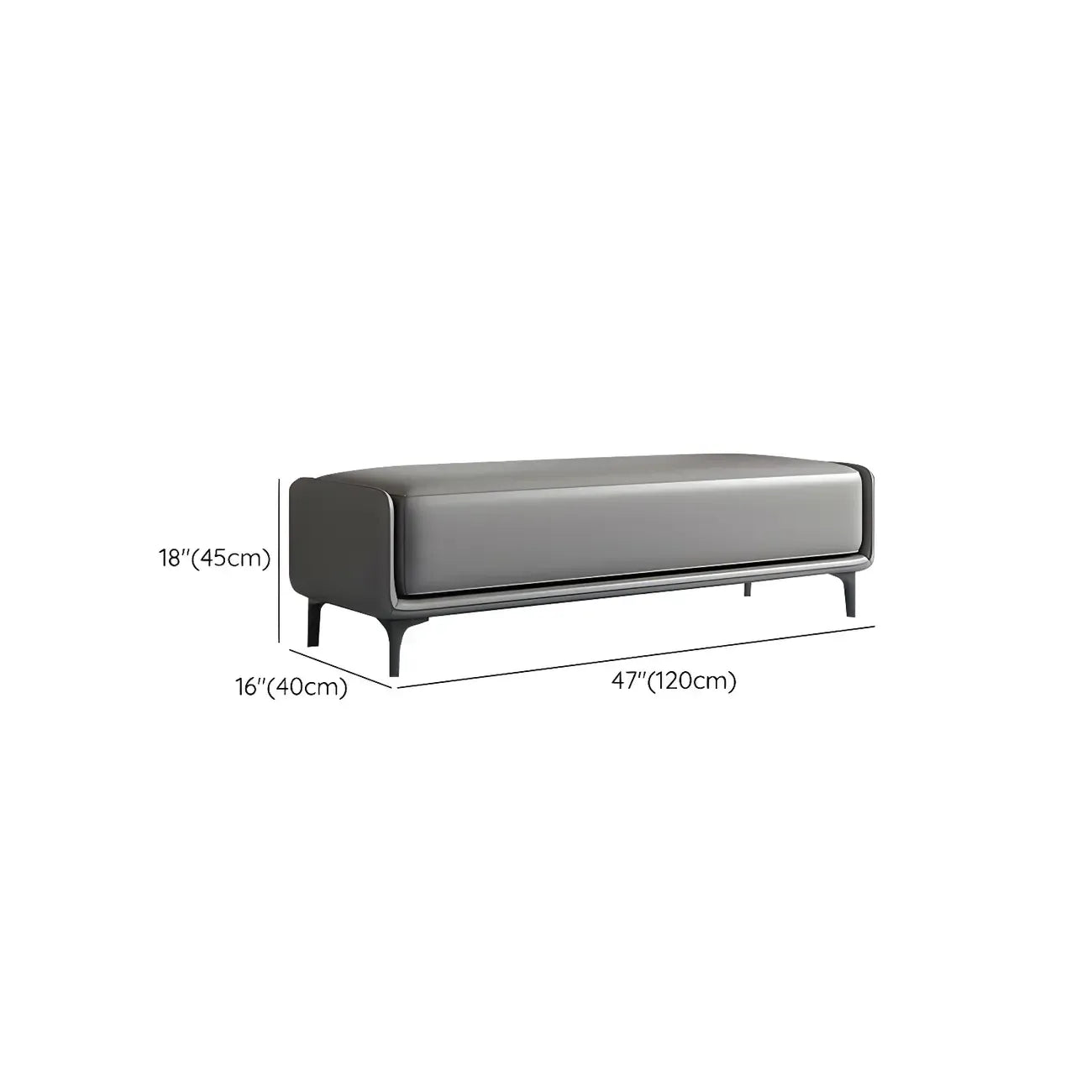 15 Wide Upholstered Rectangle Leather Bedroom Bench with Storage