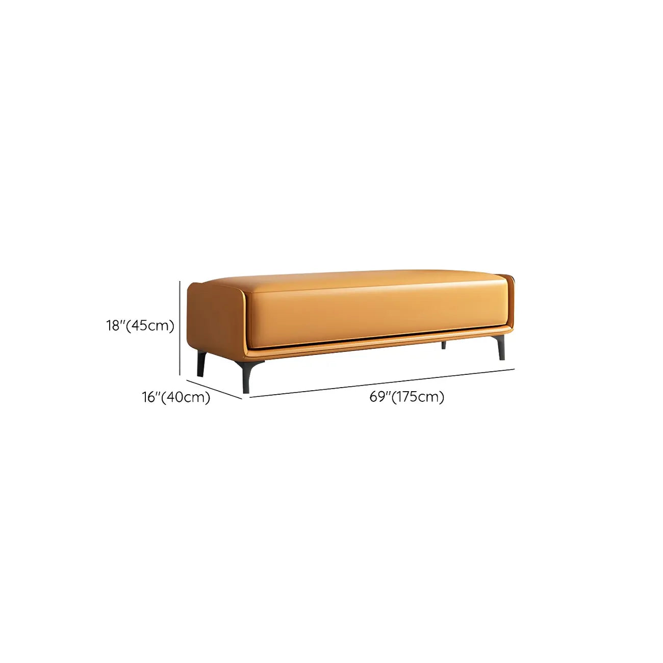 15 Wide Upholstered Rectangle Leather Bedroom Bench with Storage