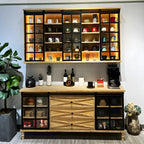 Natural Wall Mount LED Wooden Open Storage Display Cabinet