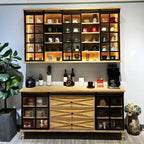 Natural Wall Mount LED Wooden Open Storage Display Cabinet