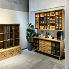 Natural Wall Mount LED Wooden Open Storage Display Cabinet