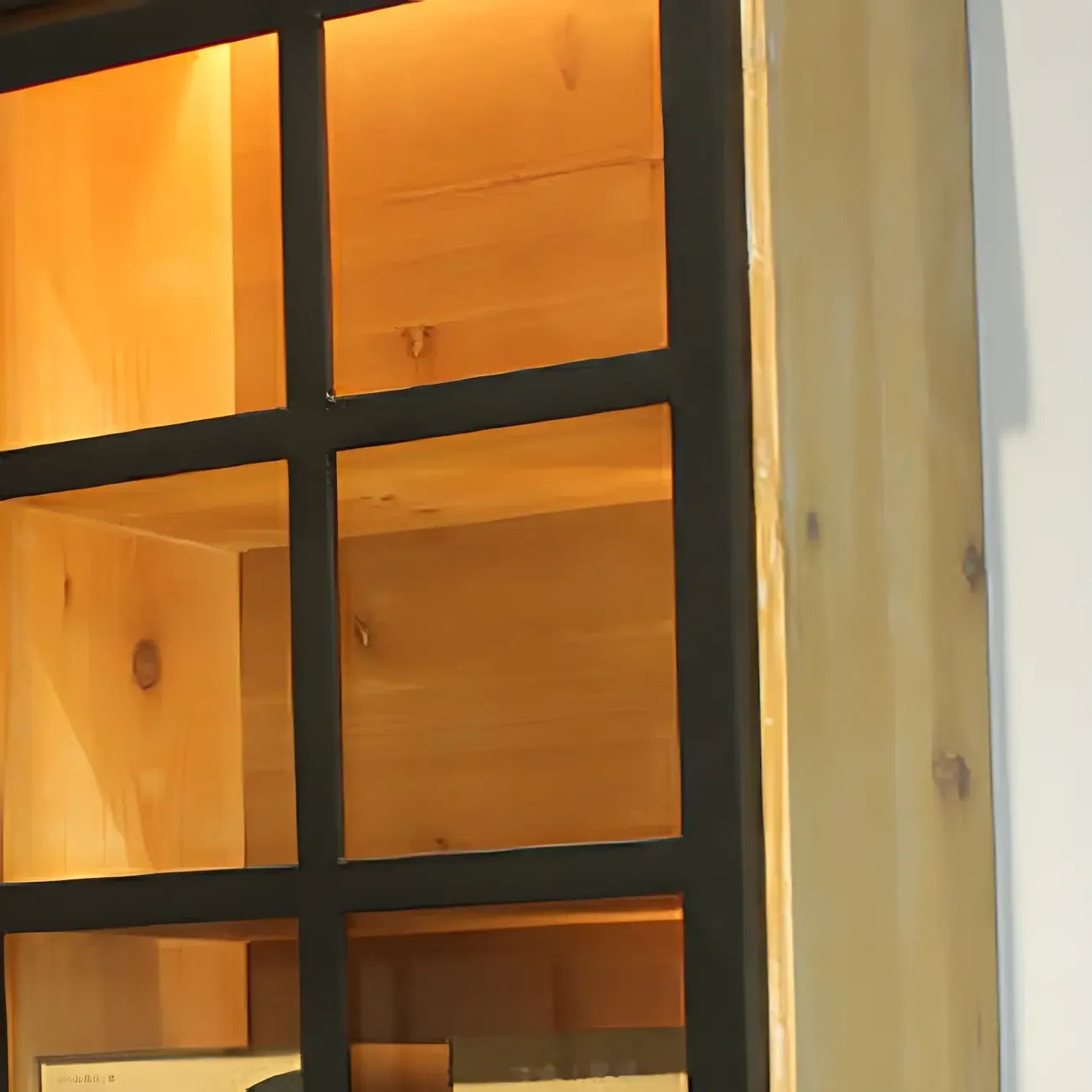 Natural Wall Mount LED Wooden Open Storage Display Cabinet