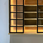 Natural Wall Mount LED Wooden Open Storage Display Cabinet
